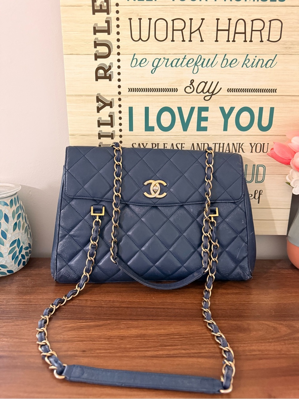 Navy Blue CHANEL Misia Camera Flap Lambskin Leather Quilted Shoulder Bag